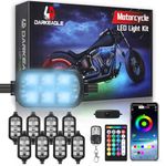 8Pods Motorcycle LED Light Kit with Brake Light Turn Signal, Motorcycle LED Underglow kit with APP/RF Remote Control, RGB Neon Strips Segmented Multicolor Waterproof for Harley Honda Kawasaki Polaris