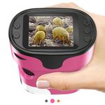 1000X Handheld Digital Microscope for Kids - 4K 2.0" Screen, Rechargeable Mini Labster Portable Pocket Scope, Includes Slides Kit - Science Gadget Edu Gift for Children Ages 4-12 (Pink)