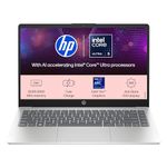 HP 14, Intel Core Ultra 5-125H AI Powered Laptop (16GB RAM, 512GB SSD), Anti-Glare, 14"/35.6cm, FHD, Windows 11, Silver, 1.4Kg, Intel Arc Graphics, FHD Camera, Backlit KB, gr1022TU