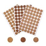 Screw Hole Stickers 3 Sheets 162 Pcs 21mm Self-Adhesive Cover Caps Screw Hole Stickers With Wood Texture Ugly Screw Hole Cover Stickers for Screw Caps Cover Wood Wardrobe Furniture Cabinet Multi-Brown