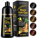 Hair Dye Shampoo(Black),3 in 1 Hair Dyeing+Nourishing+Growing Natural Hair Dye Shampoo,Harmless Hair Care for Hair and Scalp, Ammonia-free,Lasts 30 Days/500ml