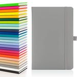 Notes London Eco A5 Notebook with Lined Pages, Pen Loop, Ribbon, Date Marks and Paper Pocket, Medium Hardback Journal, Note, Sustainably sourced paper (Grey)