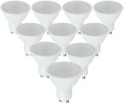 MiniSun Pack of 10 Thermal Plastic 5w High Power Long Life 50w Replacement Energy Saving LED GU10 Frosted Lens Bulbs [6500K Daylight]
