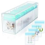 Acrylic Jewelry Box Organizer, Clear Jewelry Organizer Holder with 20 PVC Portable Anti Oxidizing Zipper bags, Jewelry bags, Travel Jewelry Case for Earrings/Rings/Necklaces for Women Girls