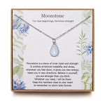 TISSGIRL New Beginnings Rainbow Moonstone Sterling Silver Necklace for Women, Healing Gifts, Strength Gift New Job Gift for Her, Moonstone Jewelry