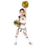 LOLANTA Cheerleader Outfit for Girls 4 Pcs Cheer Sets Tank+ Skirt+ Socks+ Pom poms Black, 10-12