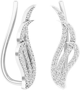 Dazzlingrock Collection 0.40 Carat (ctw) Round Cut Cubic Zirconia Ladies Crawler Climber Earrings, Sterling Silver