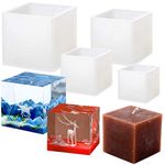 (4 Pack) Square Resin Mold - 4 Sizes Cube Silicone Molds Resin Casting Molds for DIY Souvenir Craft Making Candle Box