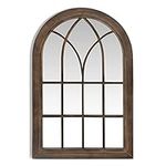 COSTWAY 50x76cm Decorative Arched Window Style Wall Mirror, Rustic Metal Frame Cathedral Mirror, Wall Mounted Hanging Accent Vanity Decor Mirror for Bathroom, Living Room, Bedroom and Hallway