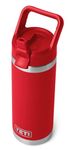 YETI Rambler C Straw Bottle, Stainless Steel Vacuum Insulated Bottle with Straw Cap, Rescue Red, 18 oz (532 ml)