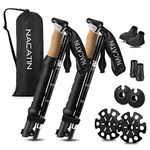 NACATIN Hiking Poles Collapsible Trekking Sticks - Cork Grip Walking Pole Ultralight Aluminum Folding Walking Stick 2 Pack with Antishock Quick Lock System for Trekking, Hiking,Climbing,Backpacking