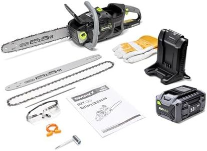 NovorikX 60V Max Electric Chainsaw with 5.0Ah Battery, 2700W Brushless Motor, 18" & 16" Guide Bars, 22 m/s Chain Speed, Auto Oiler, Tool-Assist Tensioning, Triple Safety Protection
