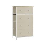 SONGMICS Drawer Dresser, Storage Dresser Tower with 5 Fabric Drawers, Dresser Unit, for Hallway, Camel Yellow and Cream White ULTS514W01