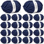 Inhand Chunky Chenille Yarn for Hand Knitting,Thick Bulky Blanket Yarn for Crocheting,Soft Fluffy Yarn for Crochet Birthday Gifts for Men/Women/Beginners,18 Pack (29.5Yds/8.4oz Each),Deep Navy
