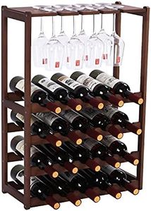 Wine Rack Free Standing 20 Bottles with 8 Glasses Holder,Bamboo Wine Storage Shelf for Home Kitchen Pantry Wine Cellar Organizer Display Stand for Wine Lover