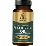 Pure World Natural Black Seed Oil 90pc Capsules Vegan Premium Cold Pressed Easy to Swallow 500mg Produced in UK