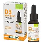 Certified Organic Vitamin D3 Drops - For Baby - 400 IU per drop - 490 servings - Development and maintenance of bones and teeth - GMO free - Gluten free - Made in Canada (13.5 ml)