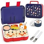 Lehoo Castle Bento Lunch Box for Kids, Kids Bento Box with 5 Compartments, 1250ml Boys Lunch Box Lunch Container with with Spoon & Fork, Sauce Jar(Space)