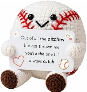 Crochet Baseball Romantic Keepsake Figurine with Love Card — Handmade Valentine Gift for Him Her, Boyfriend Girlfriend Anniversary Collectible Desk Decor (Romantic 01)