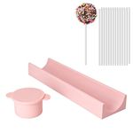 Pink Cake Pop Mould Set with Round Dessert Mould & Tray, Easy Release Silicone Cake Pop Maker Kit, Cake Pop Cutter & Cake Form Kit for DIY Cake Pops, Chocolate, Candy Making, Home Kitchen Baking