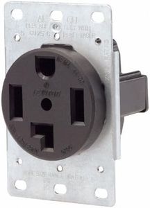 Leviton 278 30 Amp, 125/250 Volt, NEMA 14-30R, 3P, 4W, Flush Mounting Receptacle, Straight Blade, Industrial Grade, Grounding, Side Wired, Steel Strap (Black)