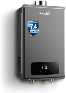 Ranein Natural Gas Tankless Water Heater Max 7.4 GPM, 190,000 BTU Indoor On Demand Instant Hot Water Heater with LED Temperature Control Panel