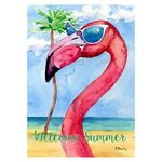 Toland Home Garden 1012432 Summer Flamingo summer Flag 28x40 Inch Double Sided for Outdoor Beach House Yard Decoration