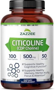 Zazzee Extra Strength Citicoline, 500 mg per Serving, 100 Vegan Capsules, Superior CDP Choline Form, 100% Vegetarian and Pharmaceutical Grade, 50-Day Supply, All-Natural and Non-GMO