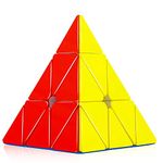 D ETERNAL Pyraminx Pyramid 3X3X3 Triangle Cube 3X3 High Speed Stickerless Puzzle Cube Game Toy, Multicolor, Kids and Professionals