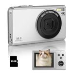 Focusify Digital Camera, 4K Cameras for Photography, Digital Point and Shoot Camera with 56Mp Autofocus 16X Zoom, 2.8Inch Screen with 32GB SD Card for Adults, Teens, Beginners(Silver)