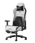 AutoFull C3 Gaming Chair with Premium PU Leather & Adjustable Seat, Reclining, Ergonomic Office Chair with 3D Lumbar Support, Footrest and Headrest, Grey