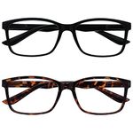 The Reading Glasses Company Black & Brown Tortoiseshell Readers Value 2 Pack Large Mens Spring Hinges RR83-12 +2.00