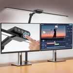 Anyuainiya LED Desk Lamp with Clamp, 24W Architect Desk Lamp for Home Office, Dual Screen Computer Monitor Gooseneck Smart Light, 5 Color Flexible Adjustable Lighting Table Lamp for Study Drafting