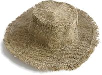 Handmade Hemp Sun Hat – Wired Wide Brim Hat for Men and Women Protects Skin from Sunlight – Hippie Sun Hat with Frayed Edges Made from Earth-Friendly Hemp with a Cotton Lining Large