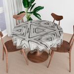 Kuber Industries Round Dining Table Cover 4 Seater Waterproof | Center Table Teepai Cover Cloth for Tea Coffee | Tabletop & Teapoy Mat for Living Room Kitchen & Balcony | 60 Inch | PVC | GeometricGrey