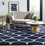 Prinee Home Decors Home Furnishing Modern Shaggy Carpets and Rugs for Hall Offices Kitchens Bedroom Living Room and Cabins for Bedroom Kids Room Floor Home Decor (Navy and Ivory, 5X7 Feet)
