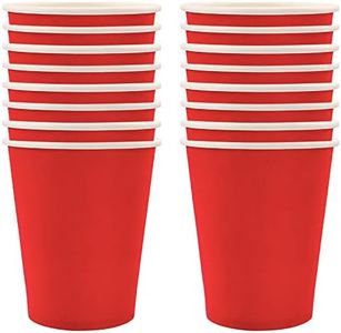 POPOYU 16Pcs Christmas Red Party Paper Cups,Red Party Tableware Red Paper Cup Red Cups for Kids Adults Union Jack Royal Party Christmas Wedding Valentine's Day Party Decorations Dinner Supplies