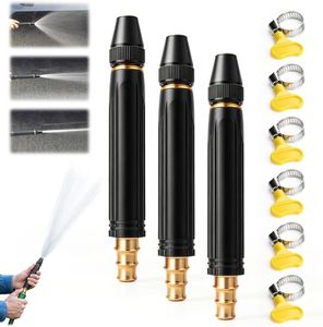 Heavy Duty High Pressure Hose Nozzle, 2026 Upgrade Adjustable Booster Home High Pressure Car Wash Water Gun with Booster Nozzle, Pressure Washer Hose Attachment for Plant Watering Lawn Car (B*3)