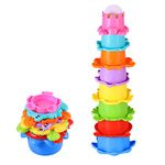 TOYMYTOY Baby Bath Toy Set Stackable Cup Water 8 Pieces Drain Cup Stacking Toy for Children BPA Bath Toy Sand Toy