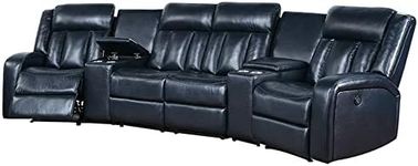 Max 5 Piece Power Recliner Sectional Sofa Set, Vegan Faux Leather