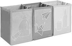 Navaris Recycle Bag Set (3 Pieces) - Reusable Recycling Bags to Separate Paper, Plastic, Glass - Recycling Bins Sorter Bin Organizer Kitchen - Gray