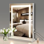 Meidom Hollywood Vanity Mirror with Strip Lights, USB Charging, Sensitive Touch Screen and 3 Colour Modes, 43 x 61CM, Tabletop Dressing Table Mirror for Makeup, Bedroom, Bathroom and Dressing Room