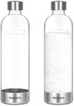 PHILIPS Carbonating Bottles, 1L Twin Pack Reusable PET Sparkling Water Bottles Compatible Sparkling Water Maker, 2 Pack