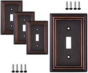 Pack of 4 Wall Plate Outlet Switch Covers by SleekLighting | Decorative Oil Rubbed Bronze | Variety of Styles: Decorator/Duplex/Toggle / & Combo | Size: 1 Gang Toggle