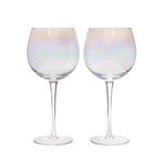 BarCraft Premium Balloon Gin Goblet Glasses for thinKitchen, Rainbow-Pearl Iridescent, 500 ml, Set of 2, Gift Boxed