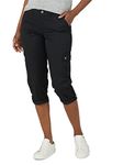 Lee Women's Flex-to-go Mid-Rise Relaxed Fit Cargo Capri Pant, Black, 16