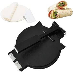 Wooden Tortilla Press - Quesadilla Maker 10 Inch with 50 Parchment Paper & Dough Cutter, Bamboo Prensa para Tortillas Mexican Aplastador de Tortillera Press for Burritos, Taco, Corn Tortillas(Black)