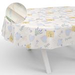 ANRO Oilcloth Tablecloth, Washable, Oilcloth, Garden Tablecloth, Outdoor, Indoor, Oval, 200 x 140 cm, Cut Edge, Lavender