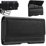 Mopaclle Samsung Galaxy S23 Plus, S22 Plus, S21 Plus, S20 FE, S21 FE, S8+ S9+ S10 Plus Holster Case, iPhone 13 Pro Max, 12 Pro Max, XS Max Belt Clip Case, Leather Phone Belt Holder Pouch/Black