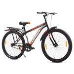 Leader Beast 26T IBC Premium City Bike with Inbuilt Carrier, Single Speed Mountain Bicycle for Men, Matt Black - Ideal for Ages 10+